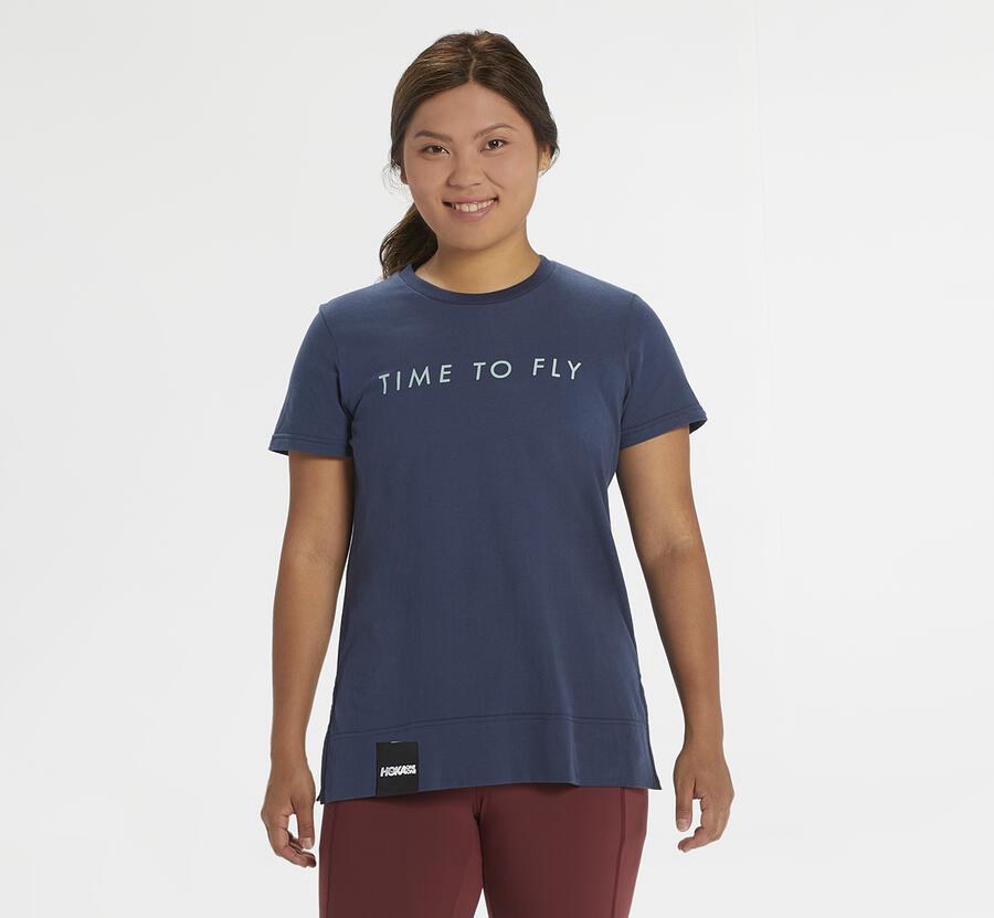 Tee Womens - Hoka One One Brand - Navy - GSDFLAP-43